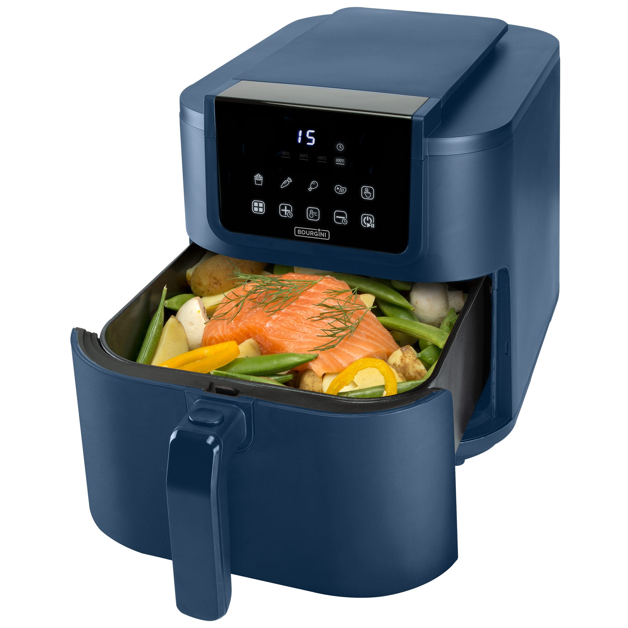 Freidora de aire Bourgini libre de PFAS Health fryer Slim con cesta de Cerámica ECO de 8 L - Azul Azul-2
