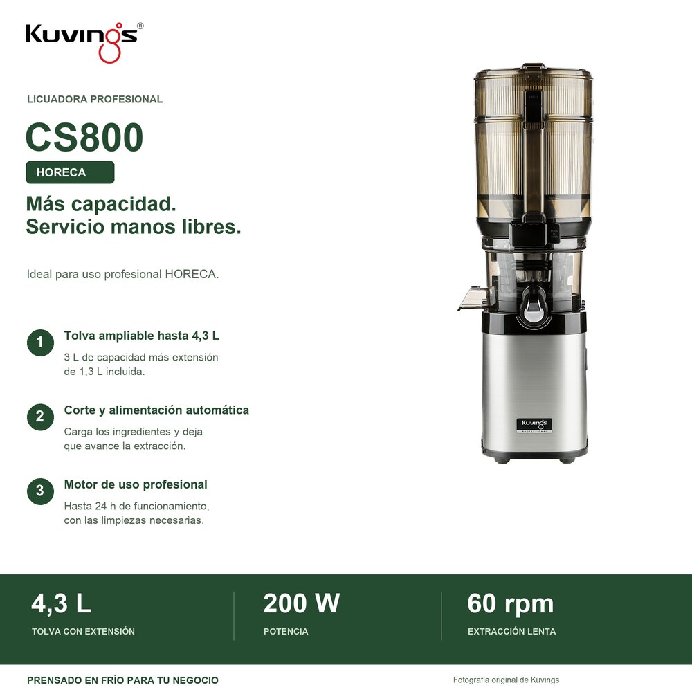 Imagen 4 de Licuadora profesional en frío Kuvings CHEF CS800 - Plata Plata