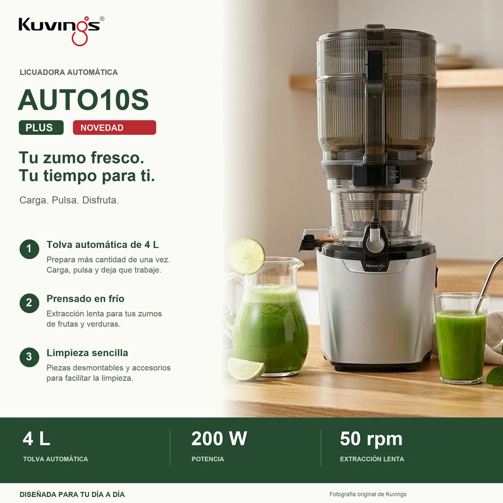 Imagen 3 de Licuadora de prensado en frío Kuvings CHEF AUTO10S PLUS - Plata Plata