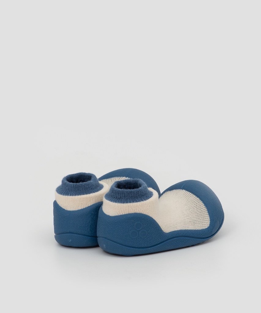 Patucos de bebé de algodón color azul con detalle bordado - Attipas - Azul / Blanco Azul / Blanco-4