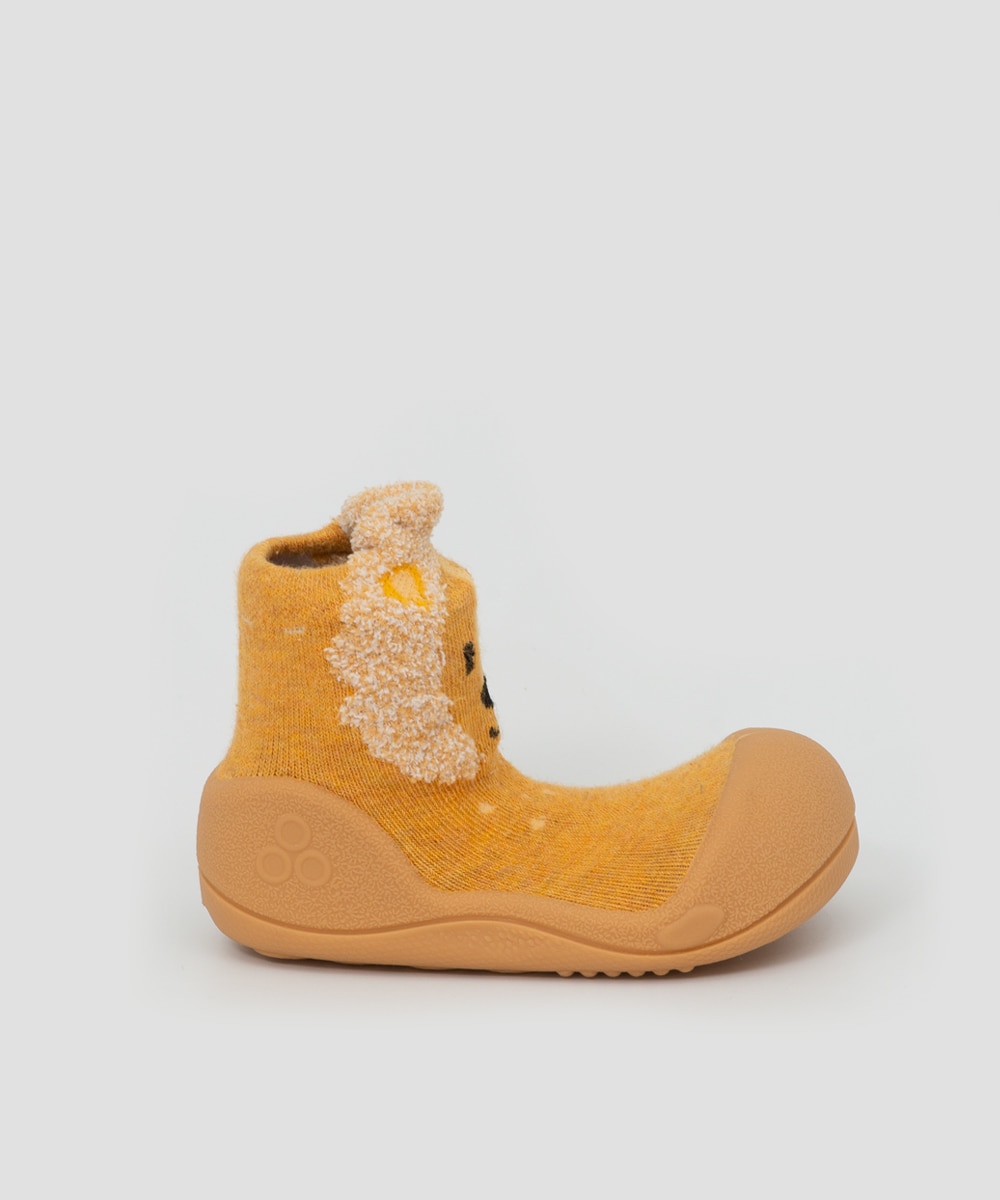 Zapatillas de casa de bebé en amarillo de algodón con dibujo de león - Attipas - Amarillo limón Amarillo limón-1