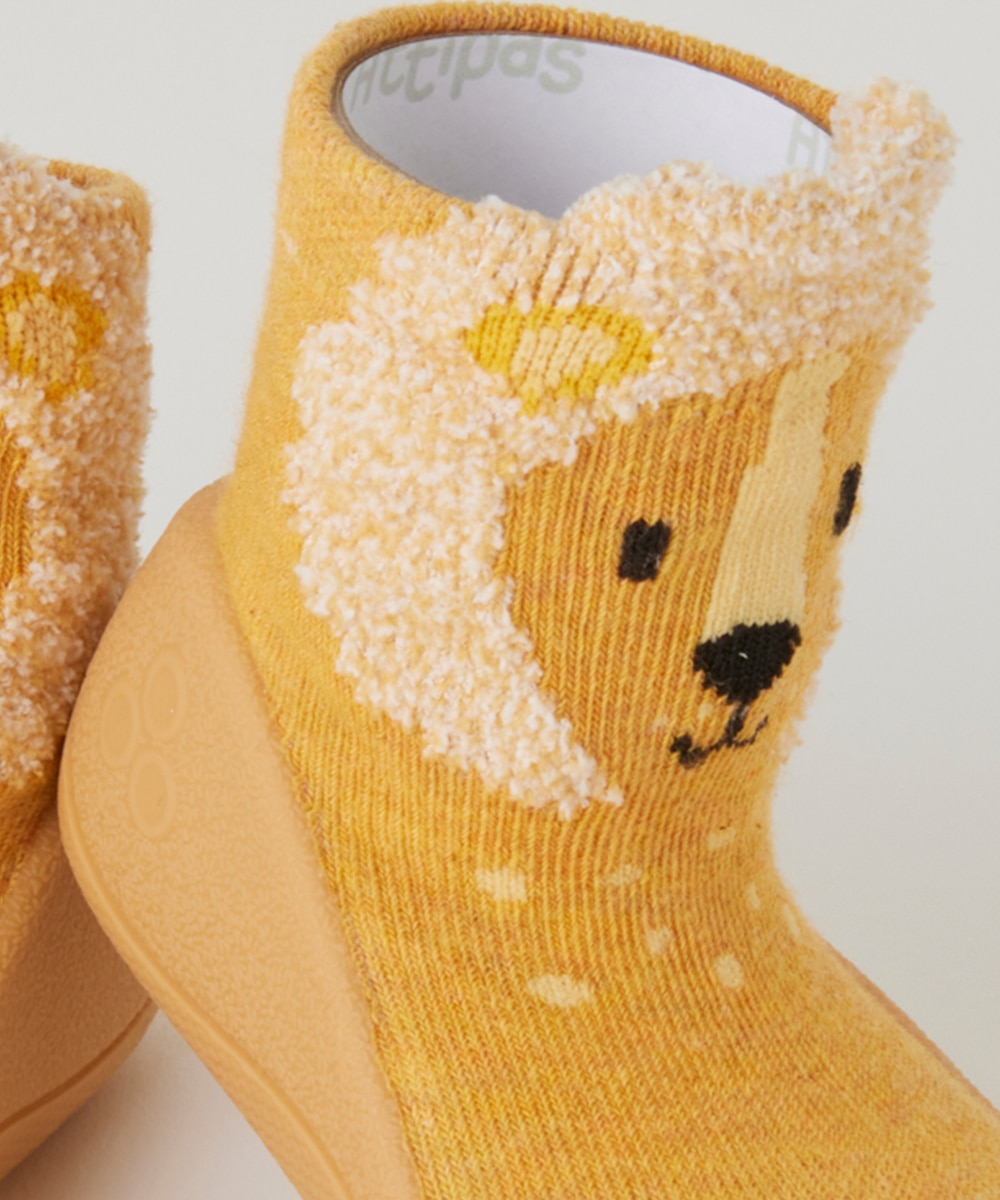 Zapatillas de casa de bebé en amarillo de algodón con dibujo de león - Attipas - Amarillo limón Amarillo limón-5