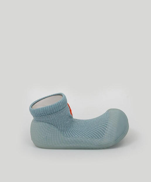 Imagen 0 de Patucos de bebés tejido nylon color azul con detalle bordado