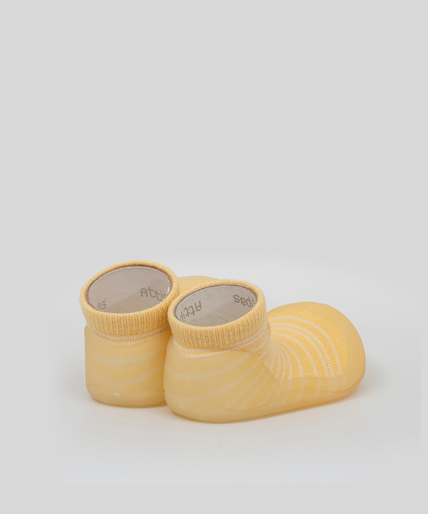 Patucos de bebé de bambú y algodón en color beige con detalle bordado - Attipas - Amarillo Amarillo-4