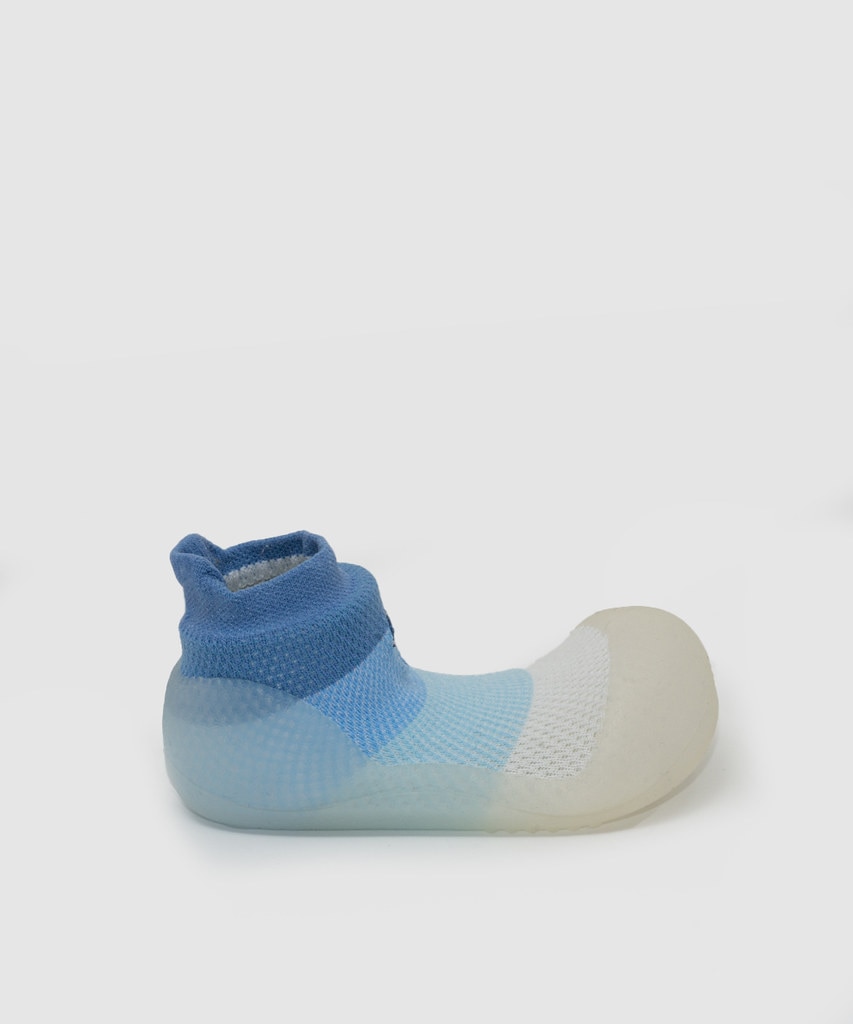 Patucos de bebés en textil rayas con bordado - Attipas - Azul / Blanco Azul / Blanco-1