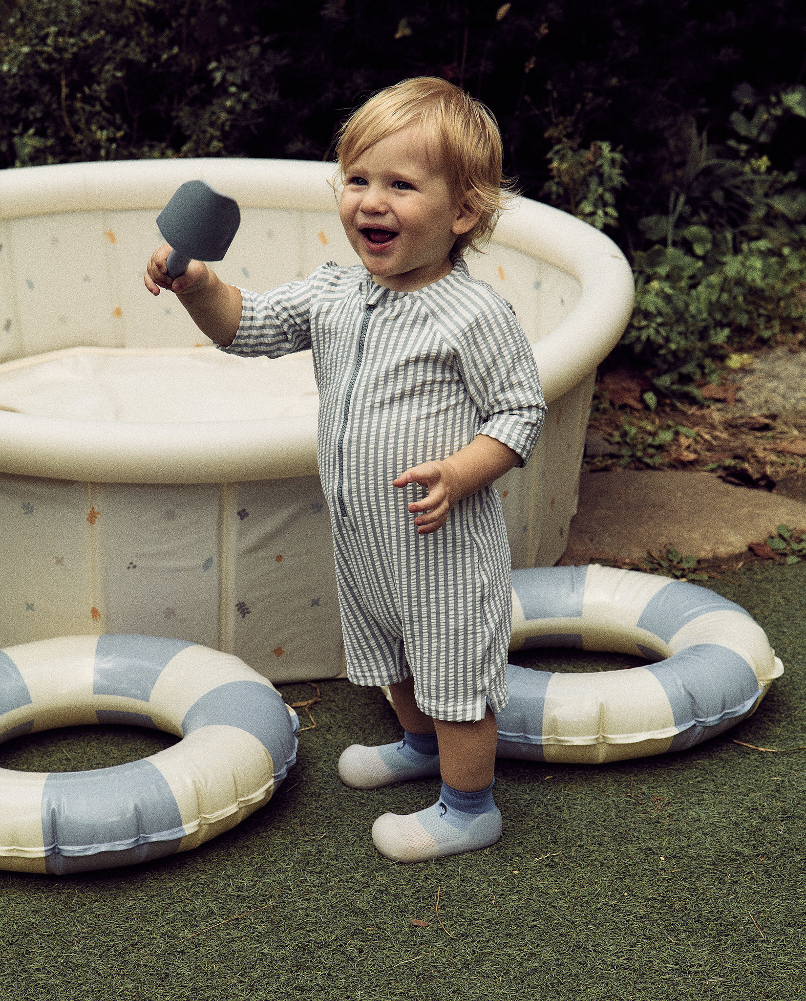 Patucos de bebés en textil rayas con bordado - Attipas - Azul / Blanco Azul / Blanco-5