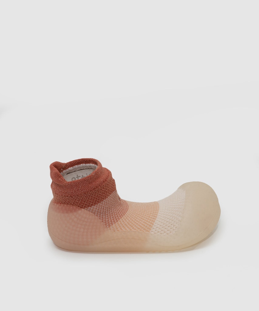 Patucos de bebé tejido nylon a rayas con caballito de mar bordado - Attipas - Beige/Rosa Beige/Rosa-1