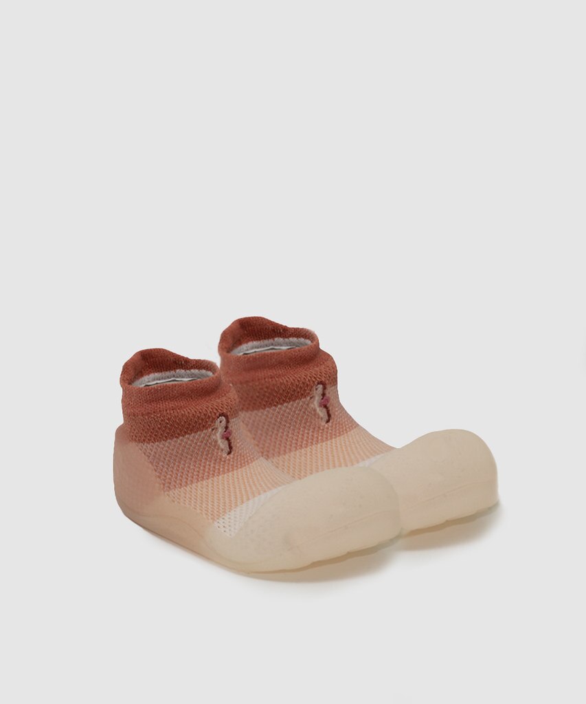 Patucos de bebé tejido nylon a rayas con caballito de mar bordado - Attipas - Beige/Rosa Beige/Rosa-3