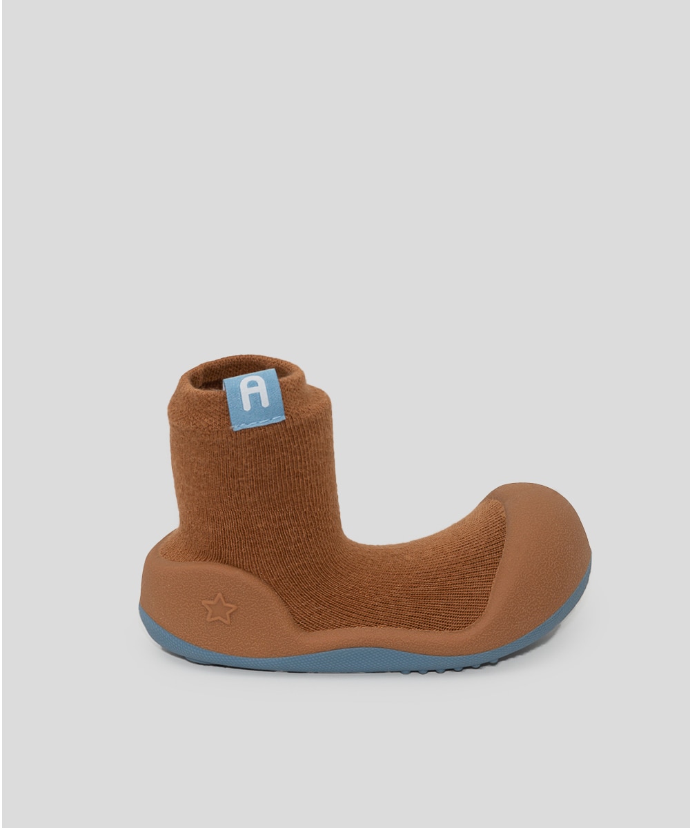 Patucos de bebé de algodón color camel con suela bicolor - Attipas - Camel Camel-1