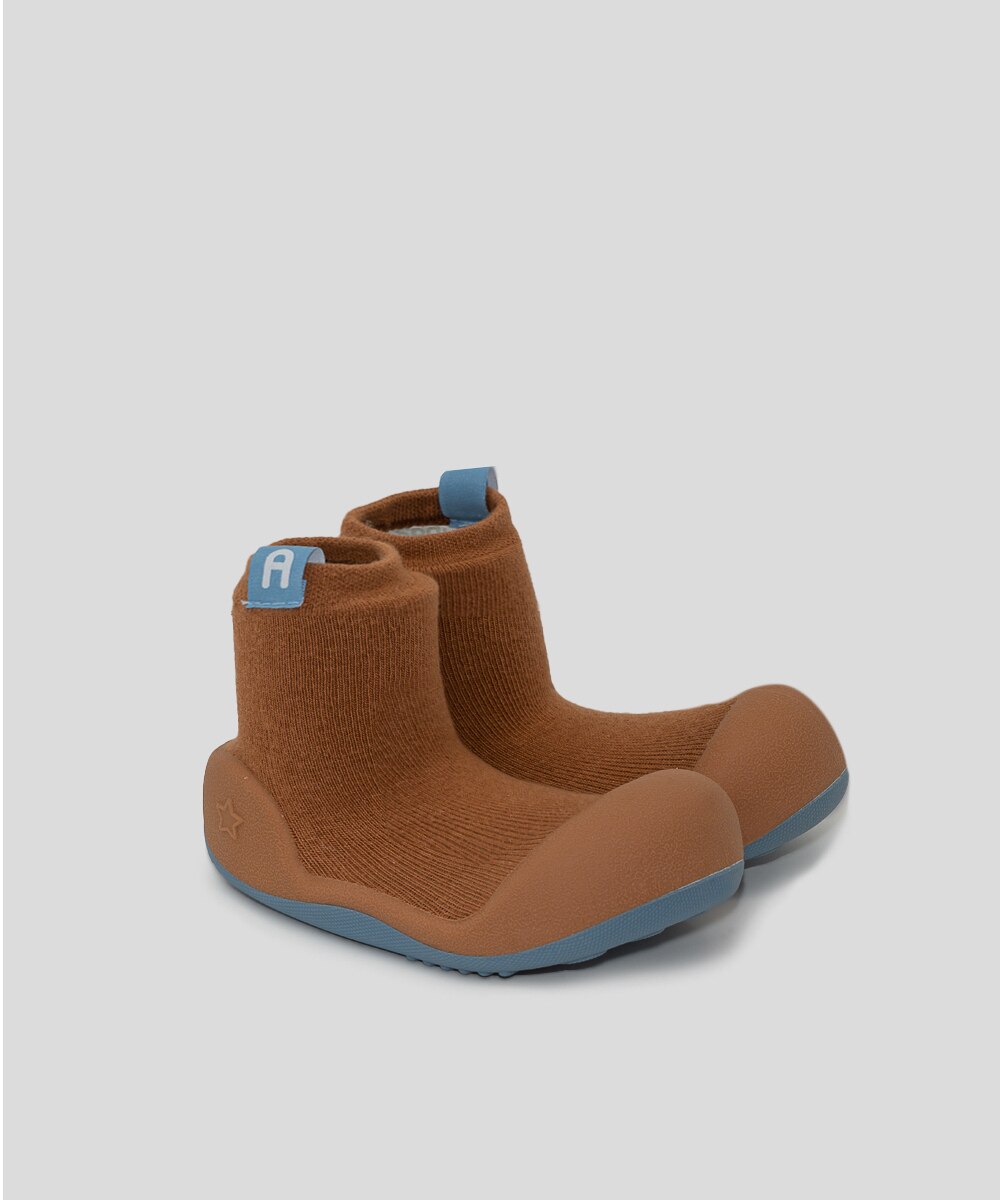 Patucos de bebé de algodón color camel con suela bicolor - Attipas - Camel Camel-4