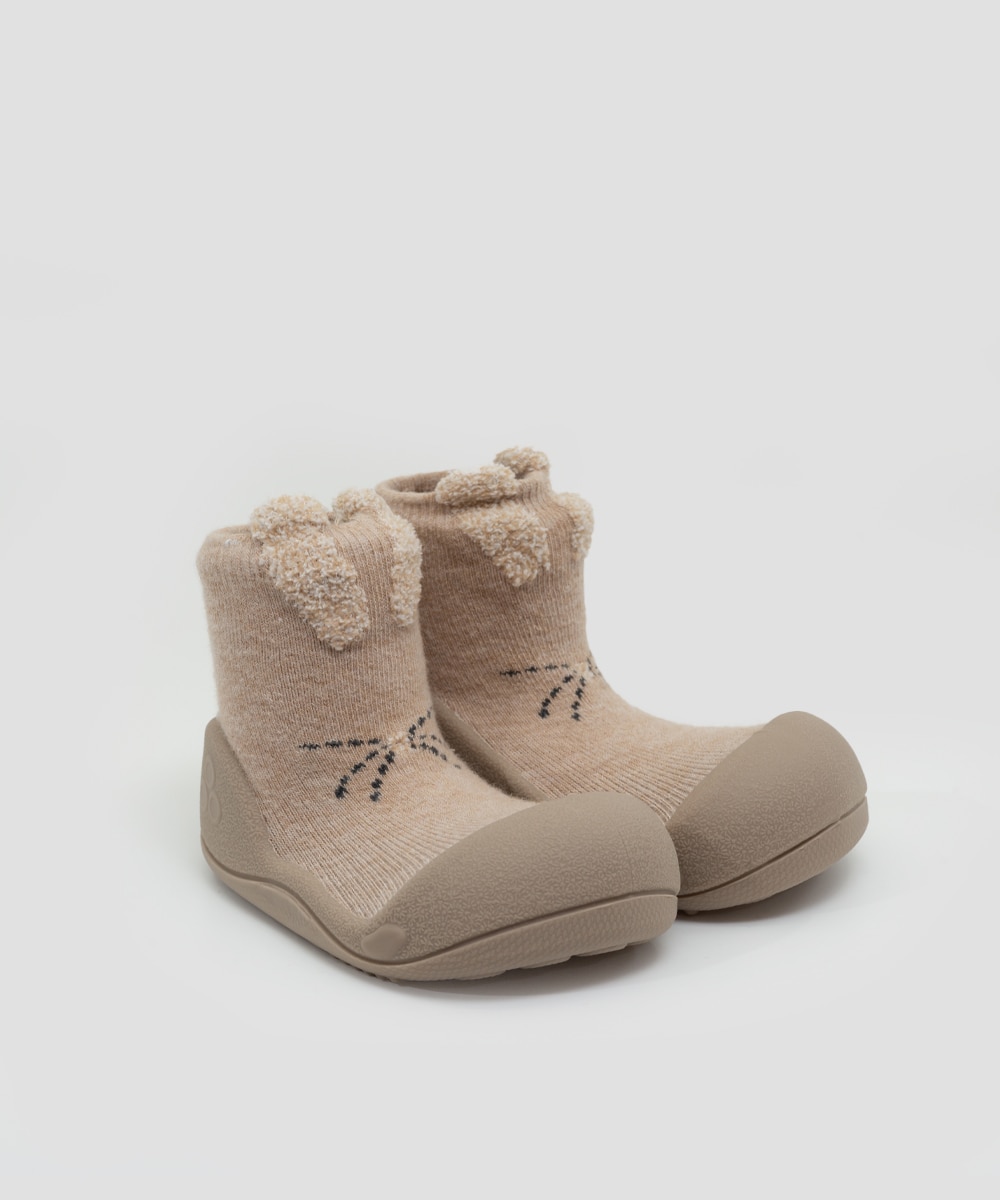 Zapatillas de casa cerradas de bebé niño en algodón con dibujo de conejo - Attipas - Beige Beige-4