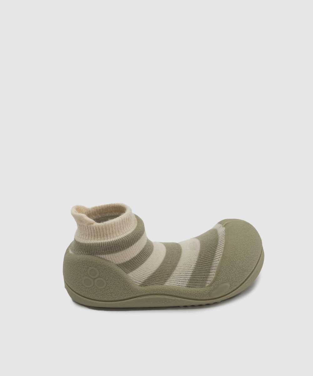 Patucos de bebé de algodón y bambú en color beige y a rayas - Attipas - Verde claro Verde claro-1