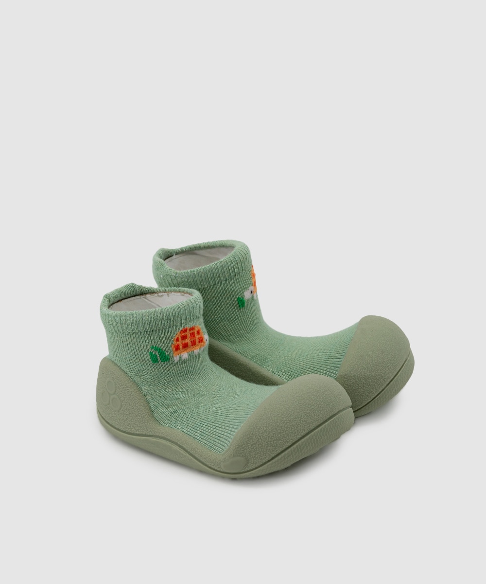 Patucos de bebé de algodón y bambú en color con dibujo tortuga - Attipas - Verde menta Verde menta-3