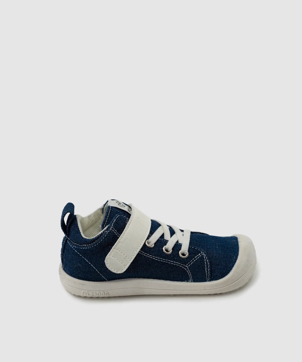 Zapatillas deportivas de bebé tejido denim con cierre adherente color - Attipas - Azul oscuro Azul oscuro-1