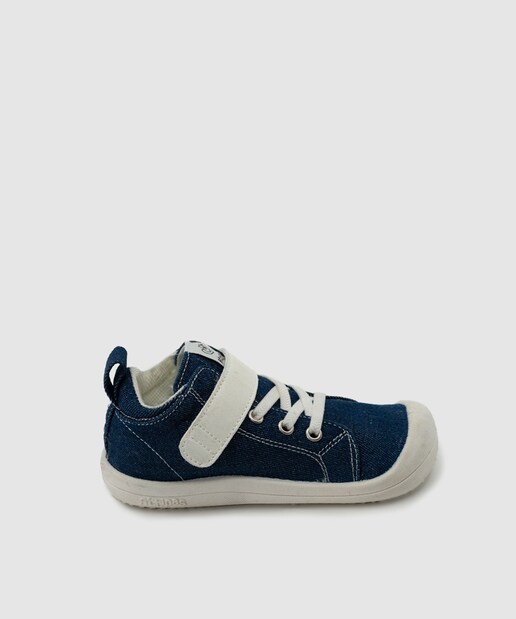 Imagen 0 de Zapatillas deportivas de bebé tejido denim con cierre adherente color azul oscuro
