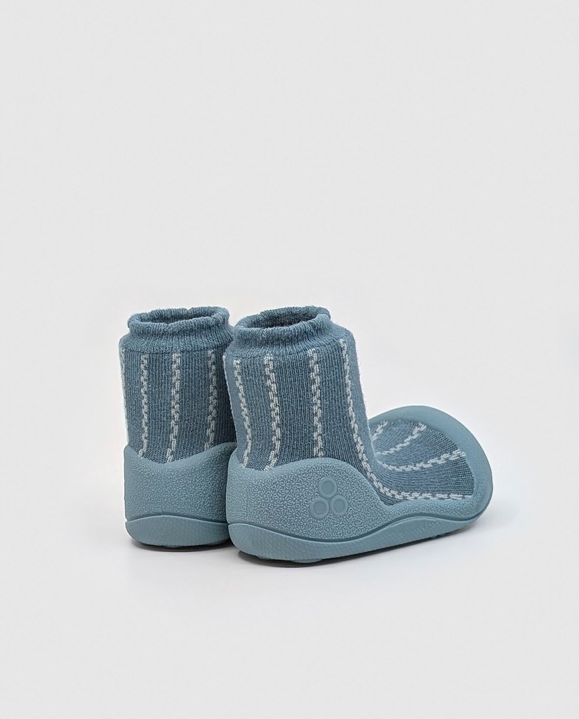 Imagen 3 de Patucos de bebé de algodón color azul verdoso con rayas zigzag - Attipas - Azul Azul