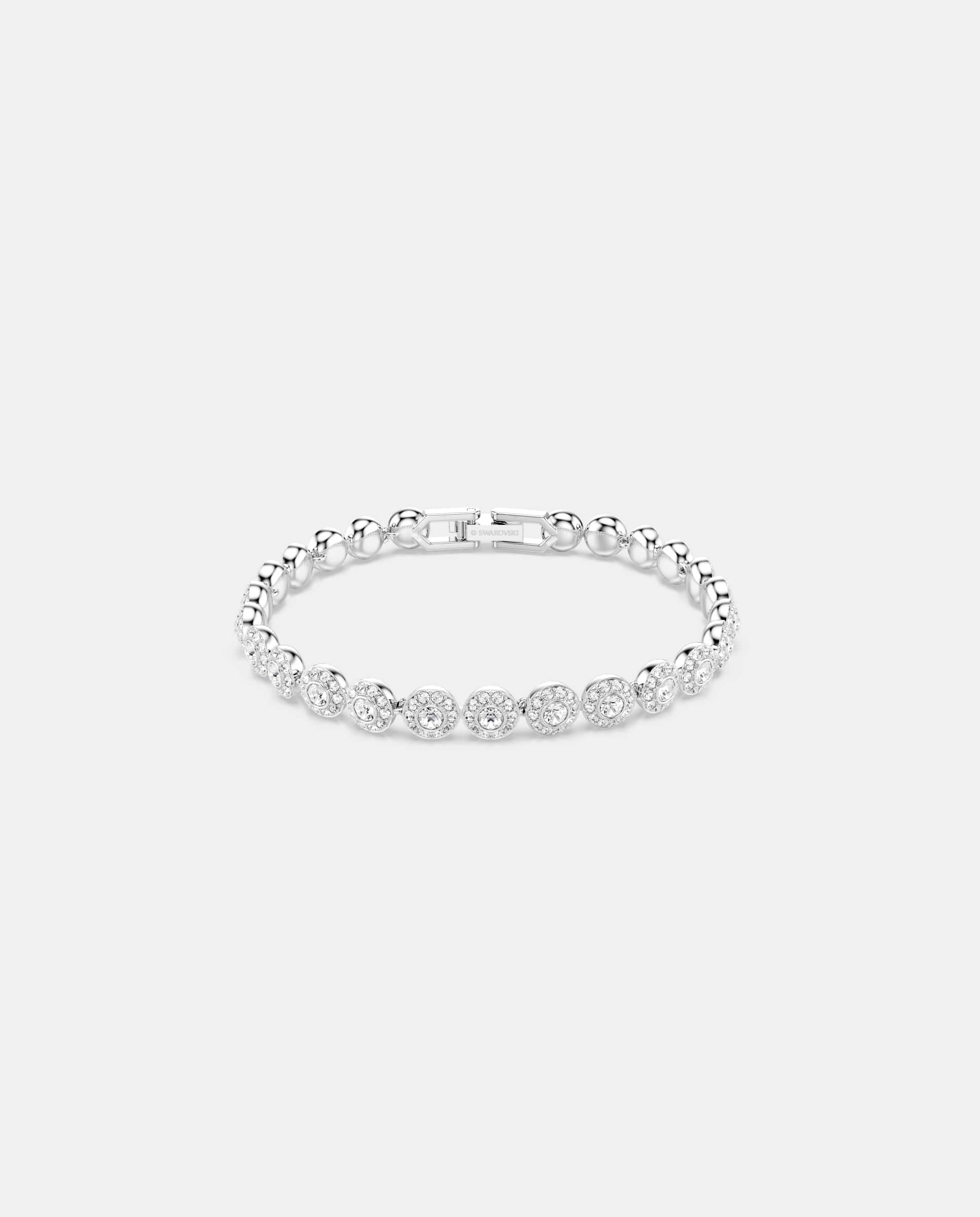 Pulsera angelic bañada en rodio con cristales redondos transparentes - Blanco Blanco-1