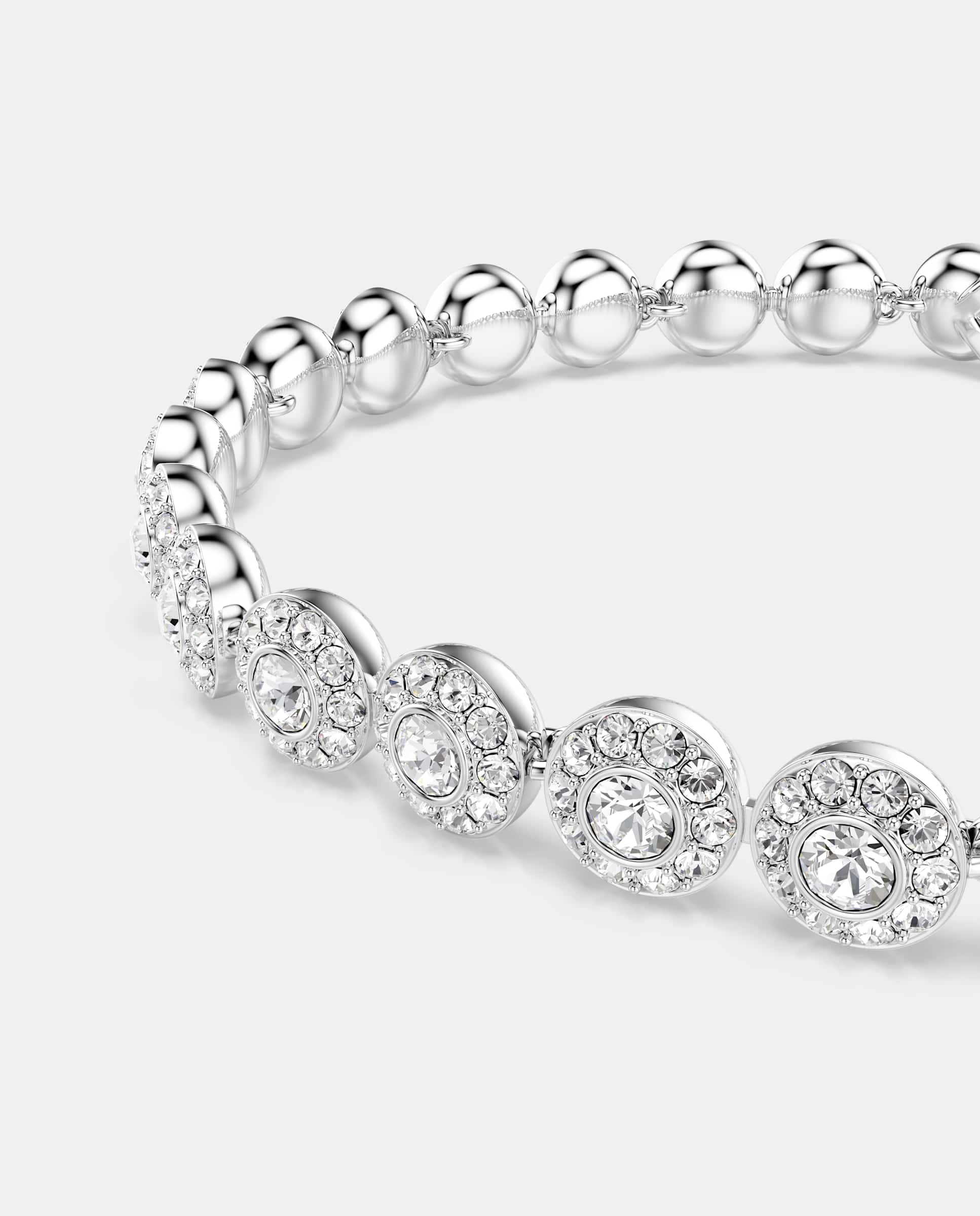 Pulsera angelic bañada en rodio con cristales redondos transparentes - Blanco Blanco-2