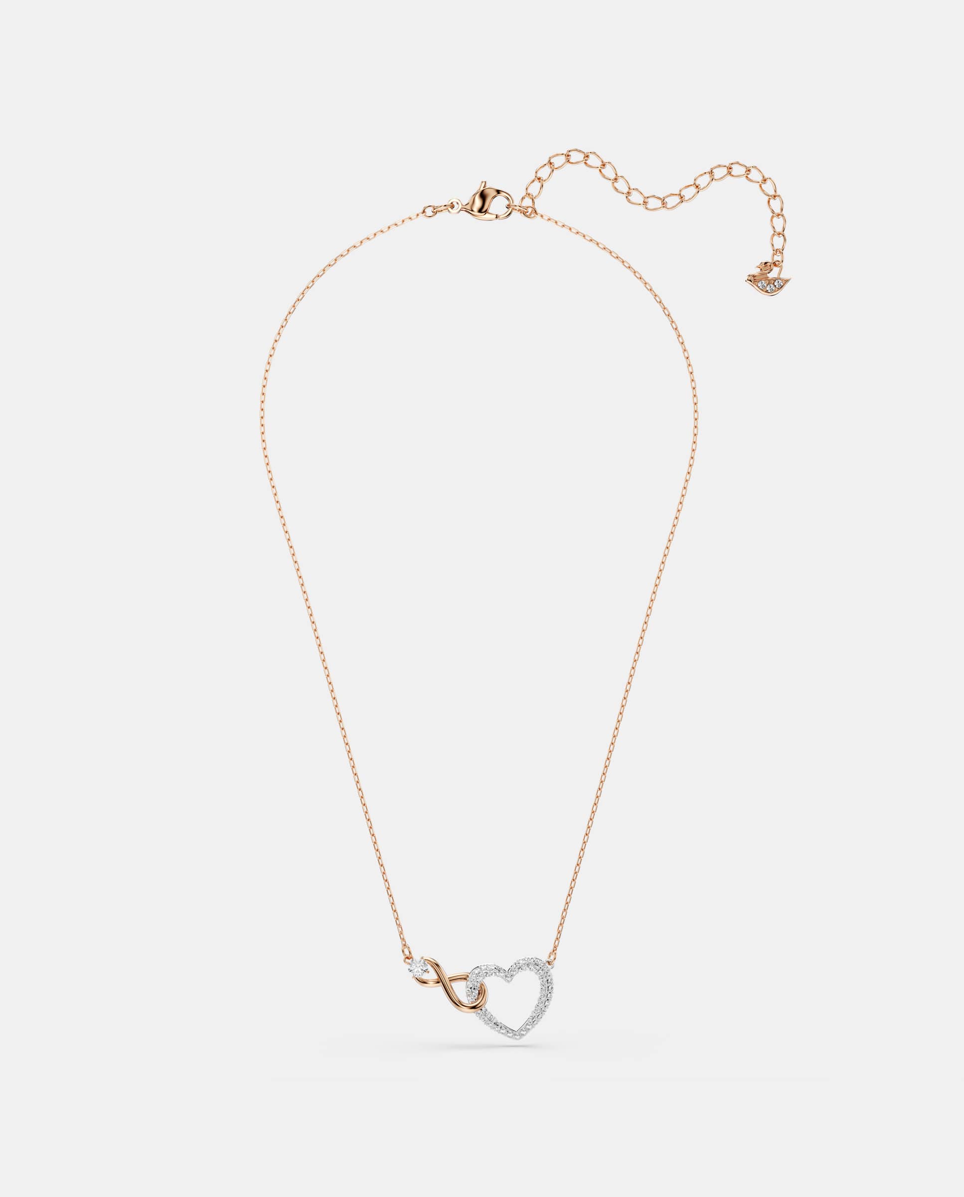 Collar infinity heart bañado en tono oro rosa con piedras transparentes - Blanco Blanco-6