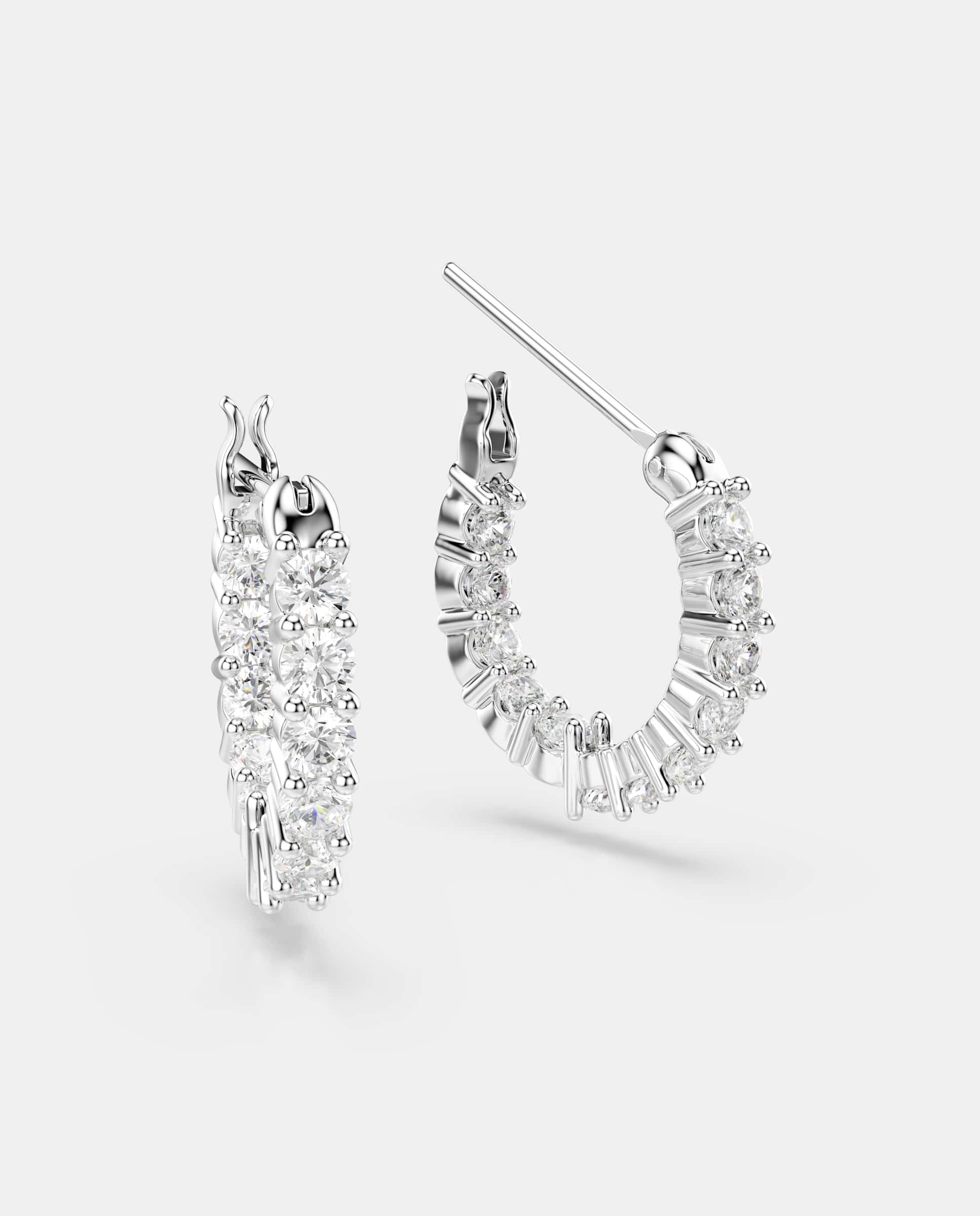 Pendientes vittore de aro bañados en rodio con piedras transparentes - Blanco Blanco-3