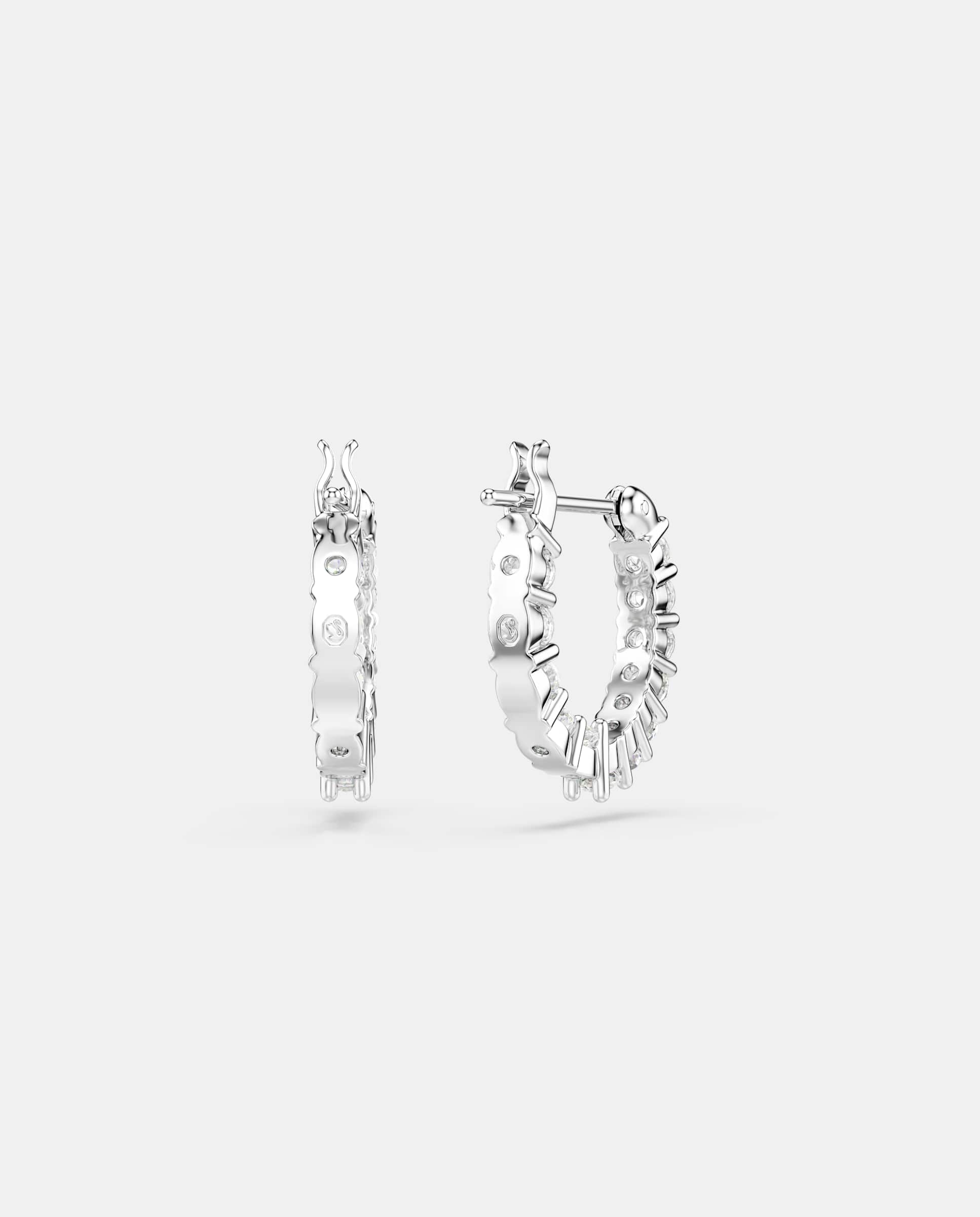 Pendientes vittore de aro bañados en rodio con piedras transparentes - Blanco Blanco-4