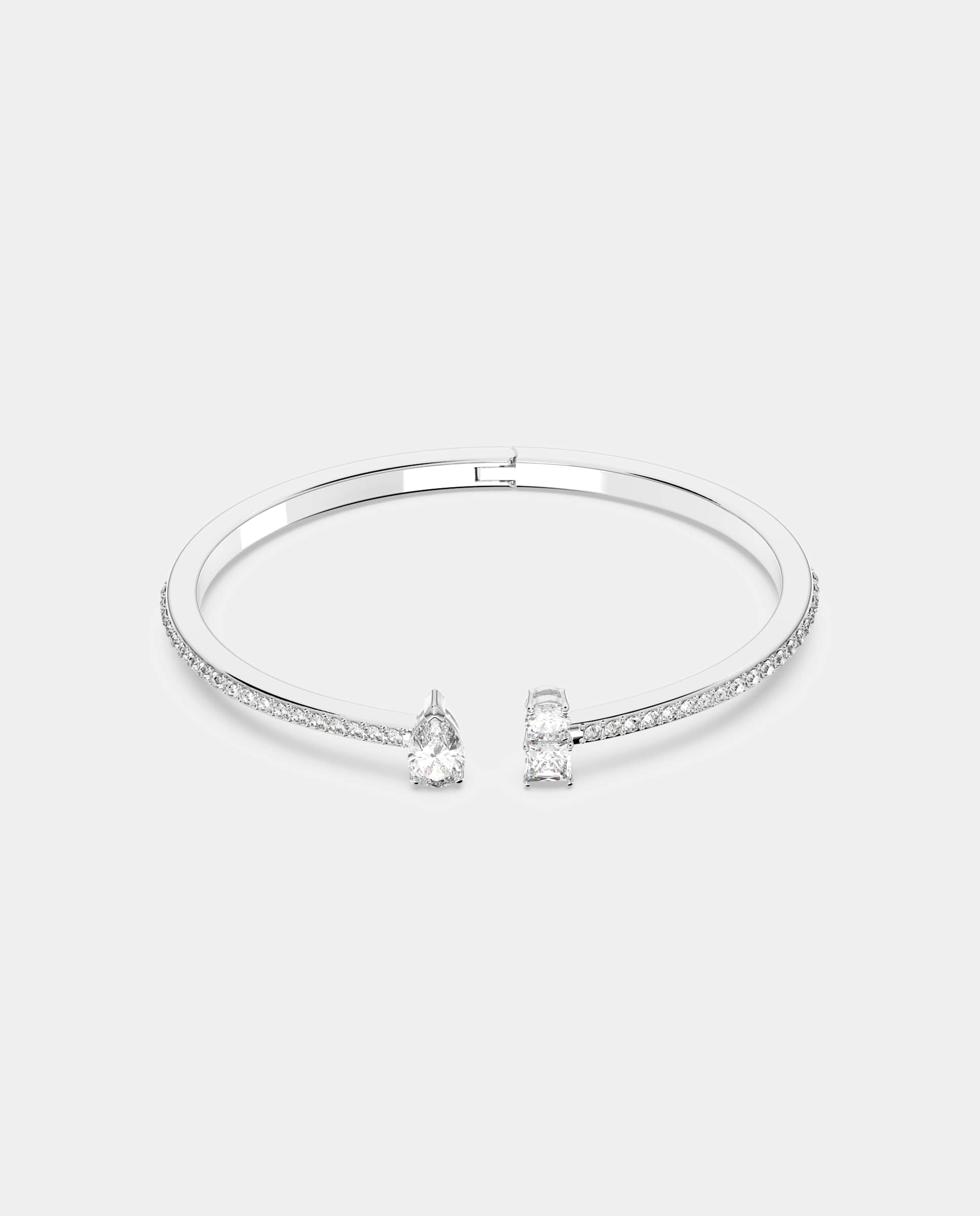 Brazalete attract bañado en rodio con cristales transparentes - Swarovski - Blanco Blanco-1