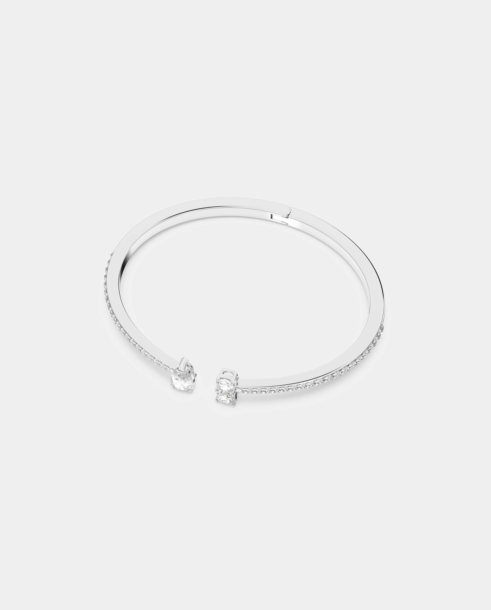 Brazalete attract bañado en rodio con cristales transparentes - Swarovski - Blanco Blanco-2