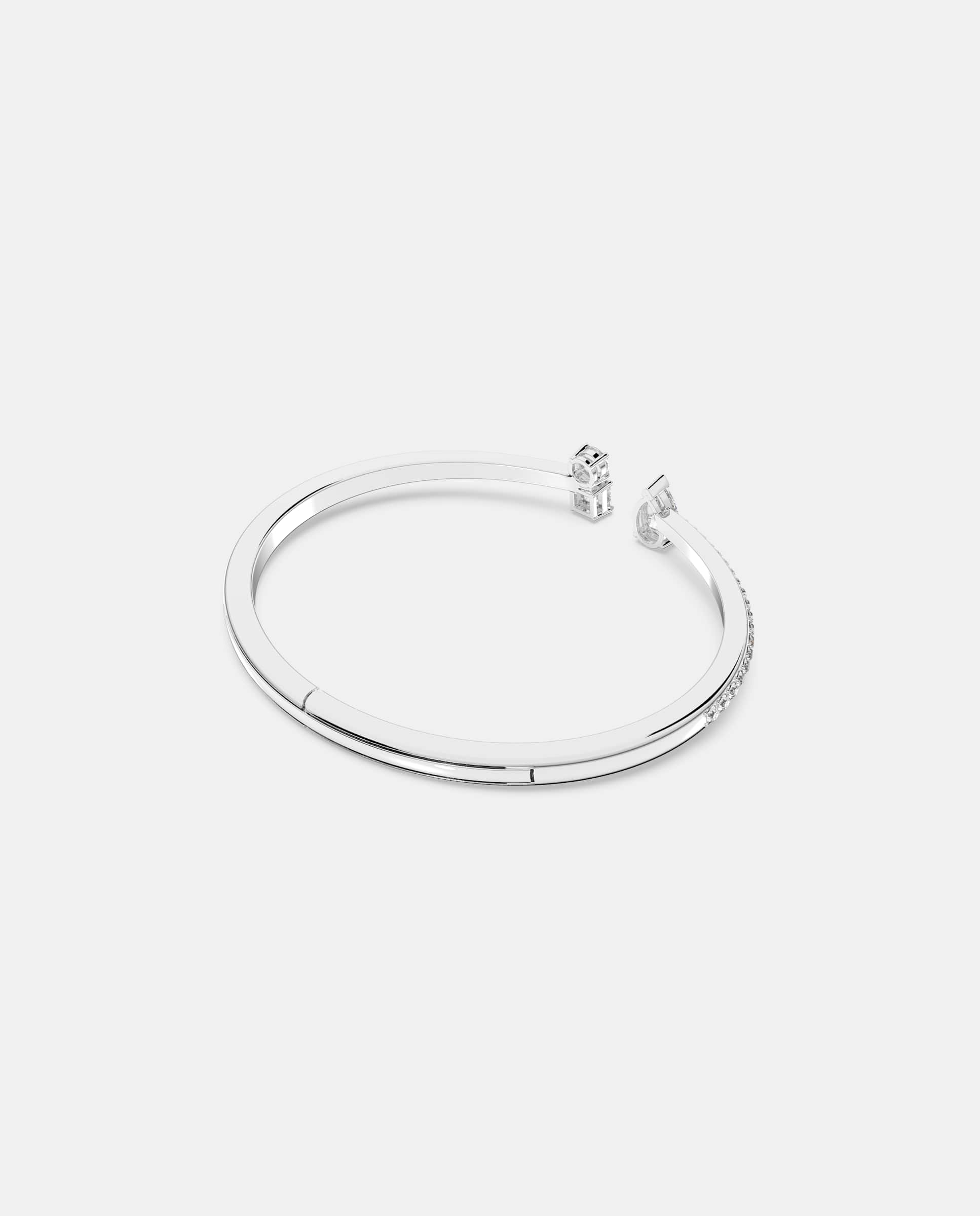 Brazalete attract bañado en rodio con cristales transparentes - Swarovski - Blanco Blanco-4