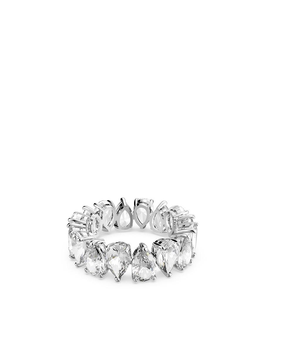 Anillo vittore bañado en rodio con piedras transparentes - Swarovski - Blanco Blanco-1