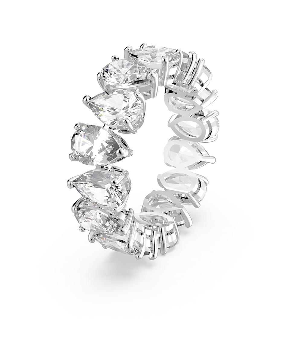 Anillo vittore bañado en rodio con piedras transparentes - Swarovski - Blanco Blanco-2