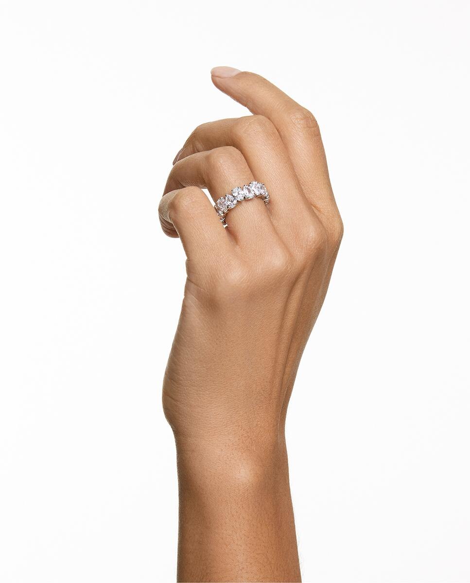 Anillo vittore bañado en rodio con piedras transparentes - Swarovski - Blanco Blanco-4