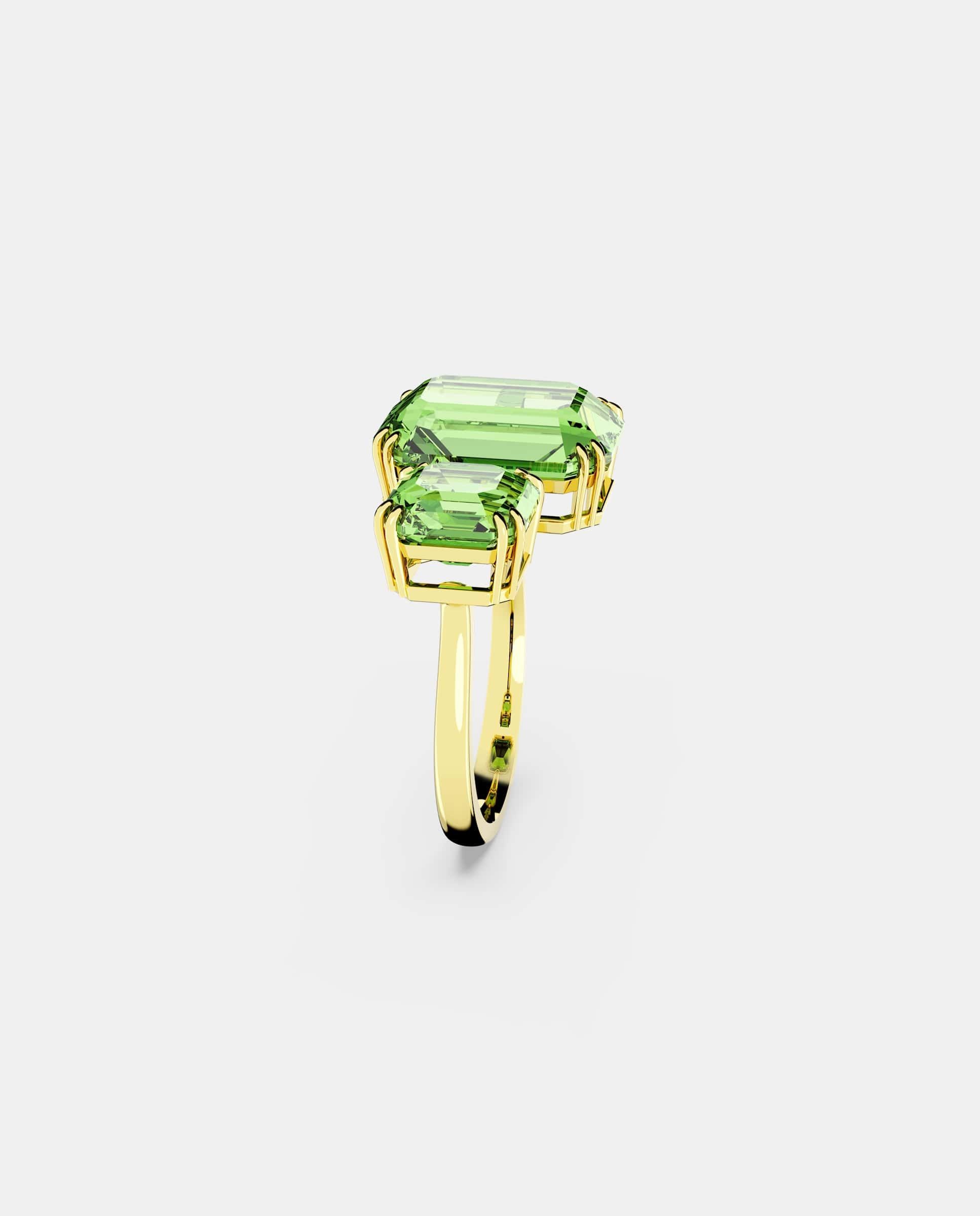 Anillo millenia con cristales talla octagonal y baño tono oro - Swarovski - Verde Verde-2