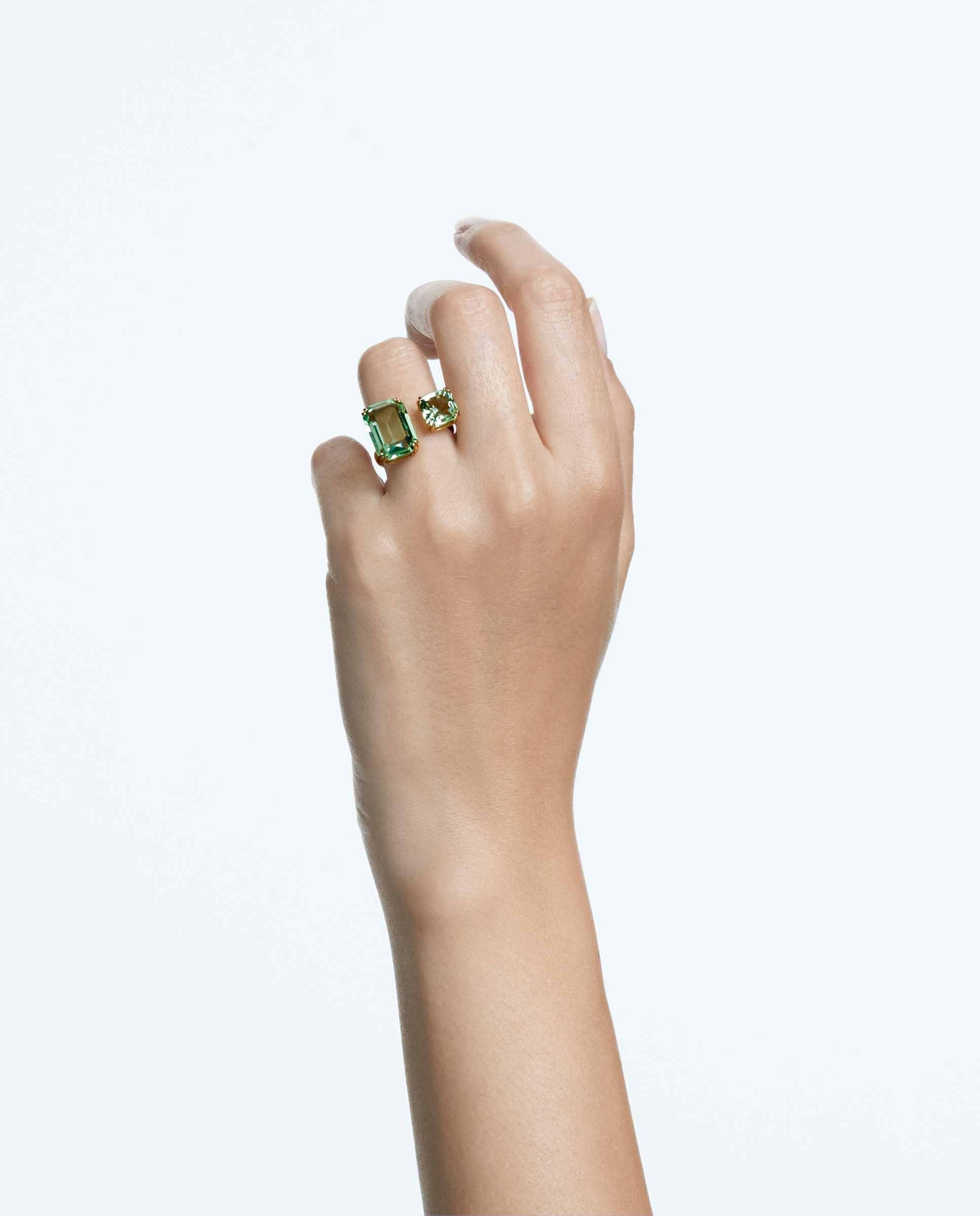 Anillo millenia con cristales talla octagonal y baño tono oro - Swarovski - Verde Verde-4
