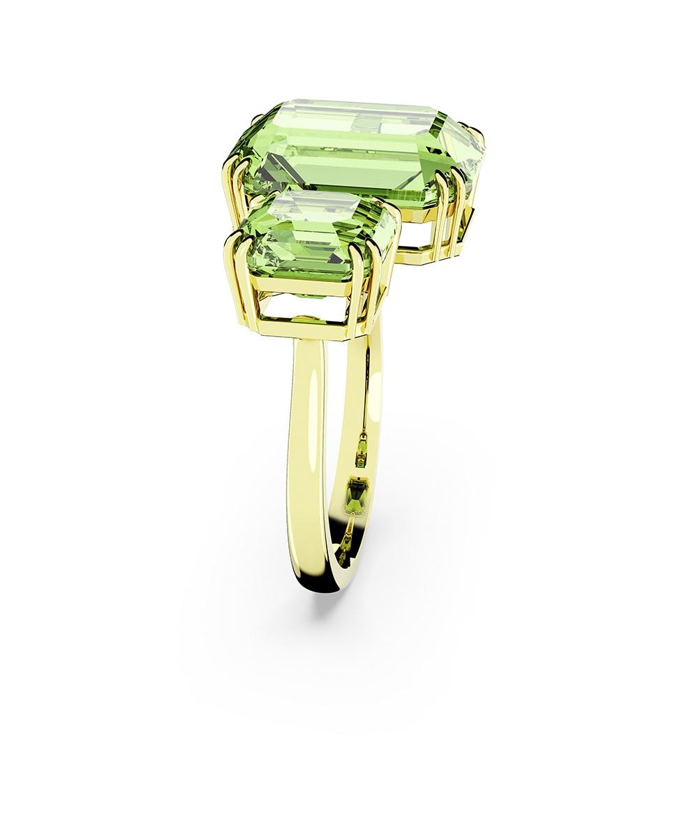 Anillo de cóctel Millenia bañado en oro con cristales Verde-3