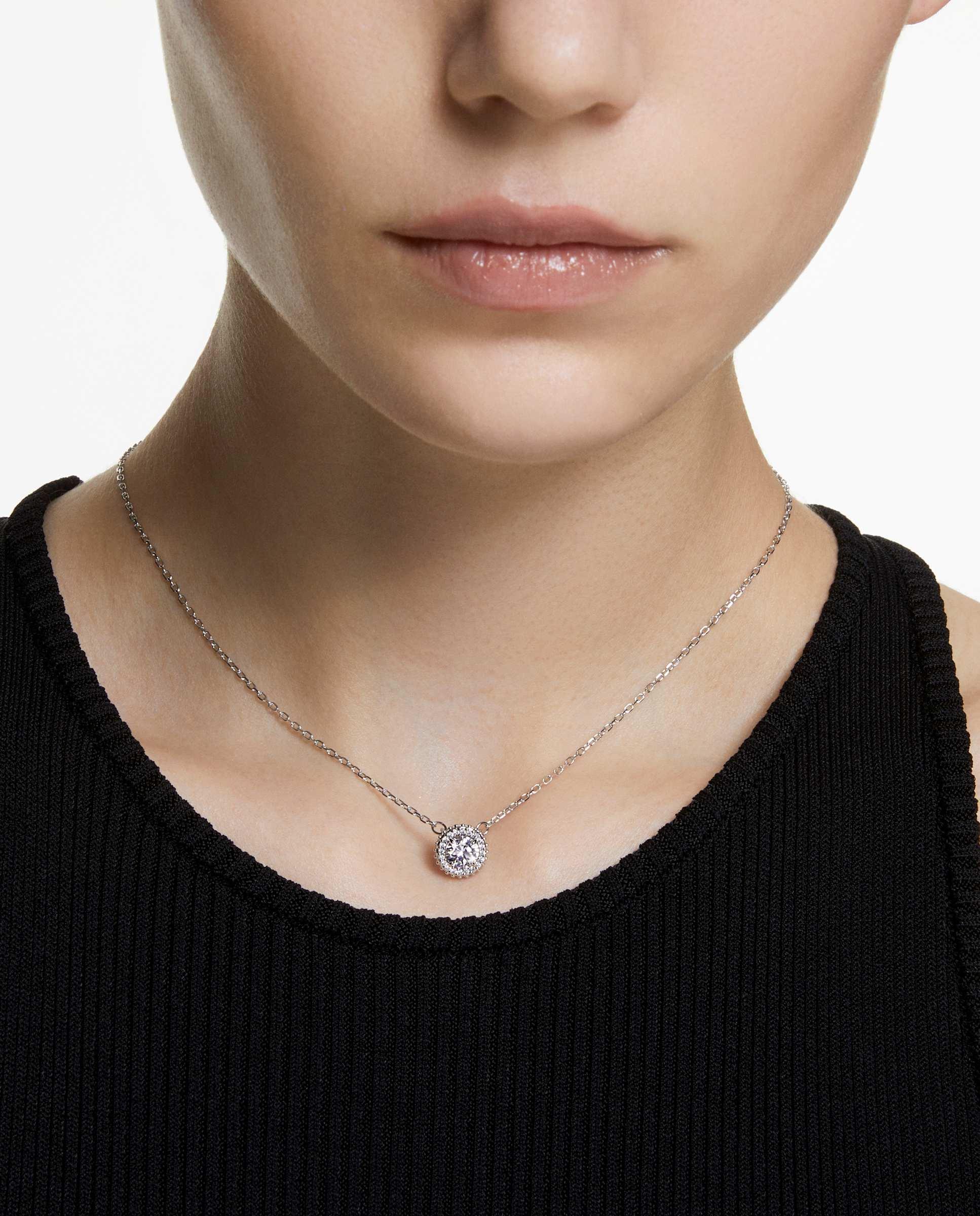 Collar constella con piedra central bañado en rodio - Blanco Blanco-4