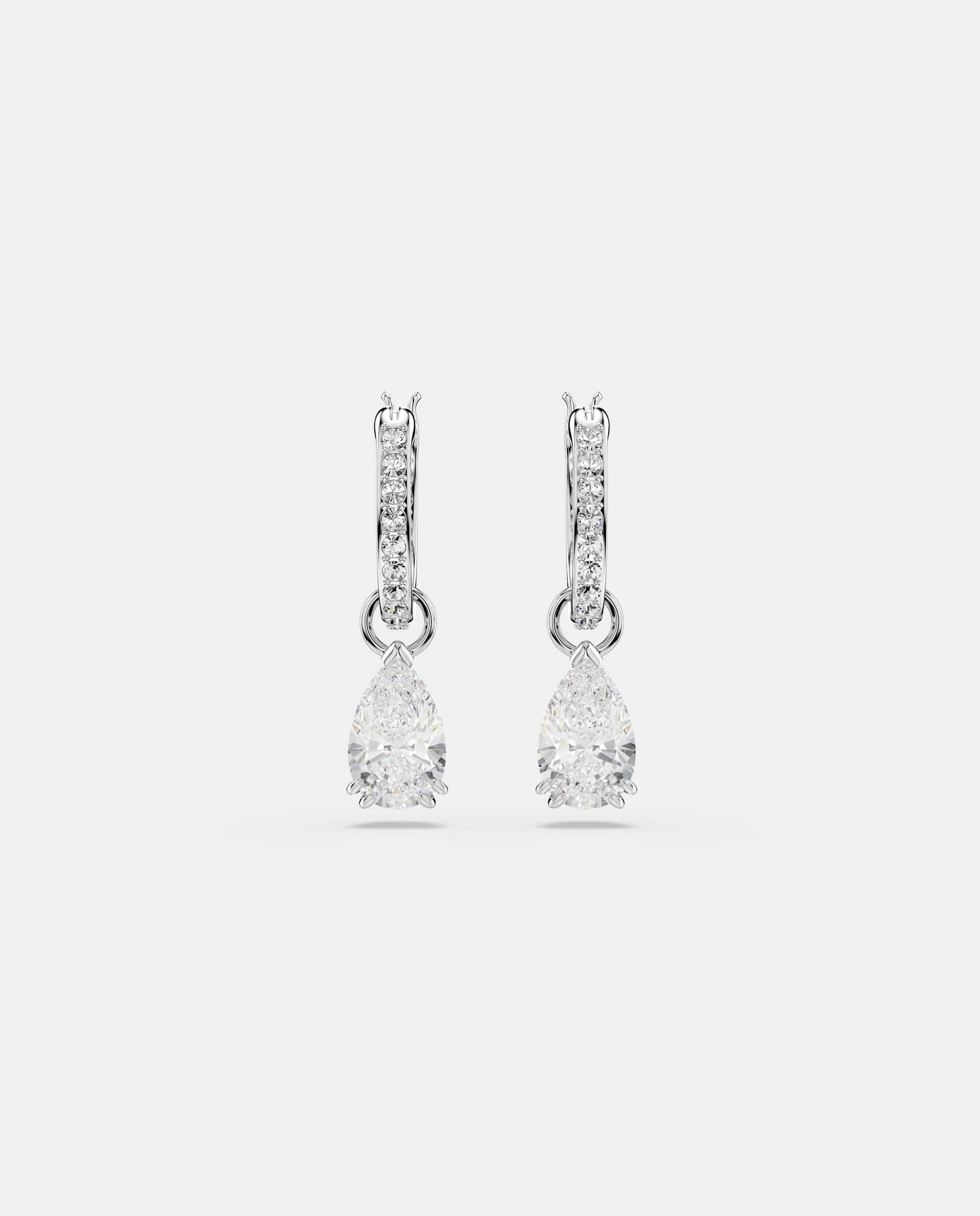 Pendientes de aro millenia bañados en rodio con cristales - Blanco Blanco-2