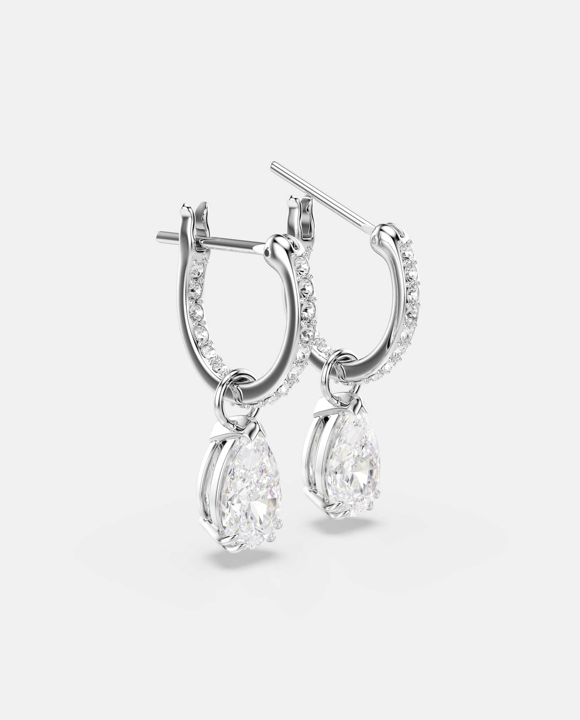 Pendientes de aro millenia bañados en rodio con cristales - Blanco Blanco-3