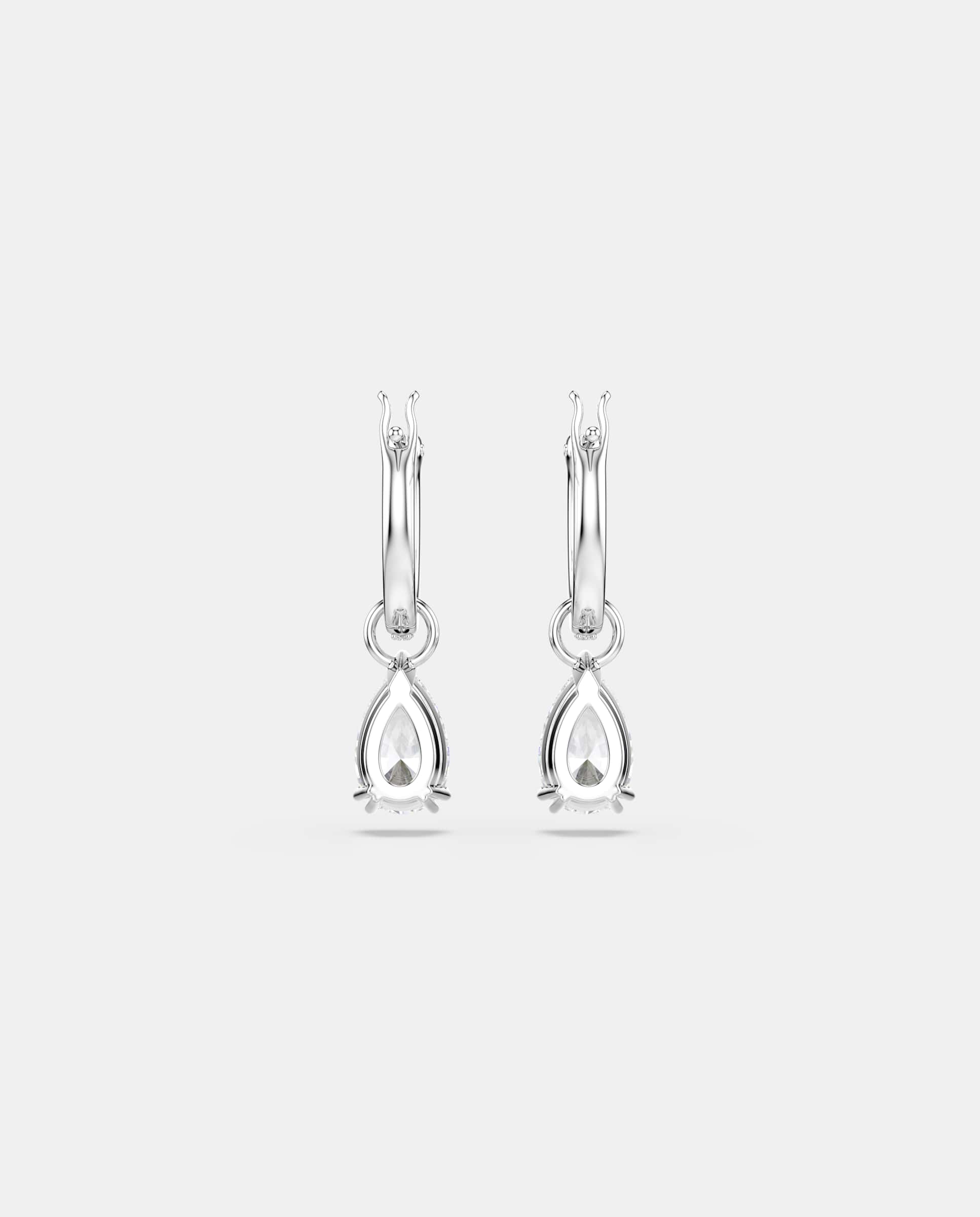 Pendientes de aro millenia bañados en rodio con cristales - Blanco Blanco-4