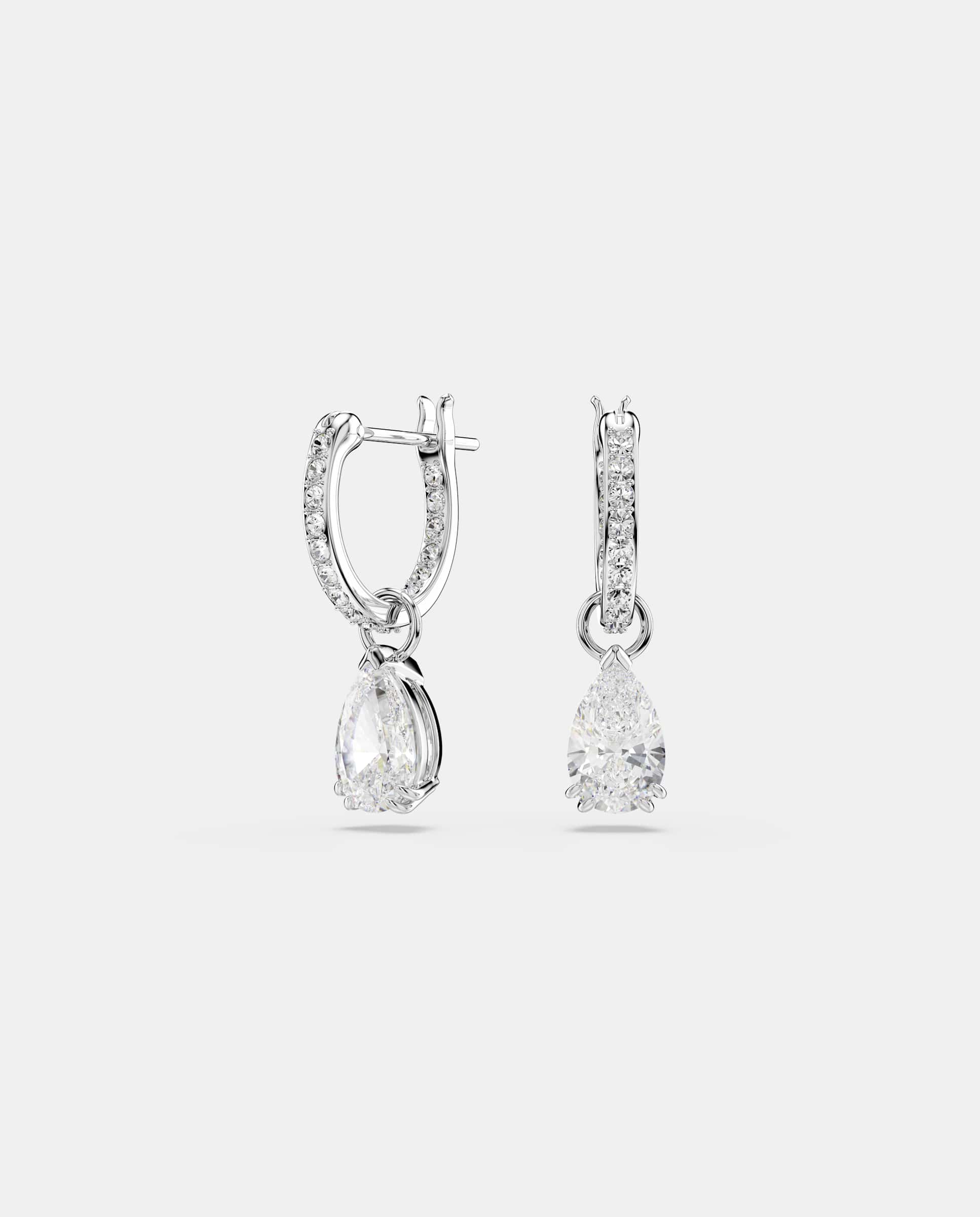 Pendientes de aro millenia bañados en rodio con cristales - Blanco Blanco-6