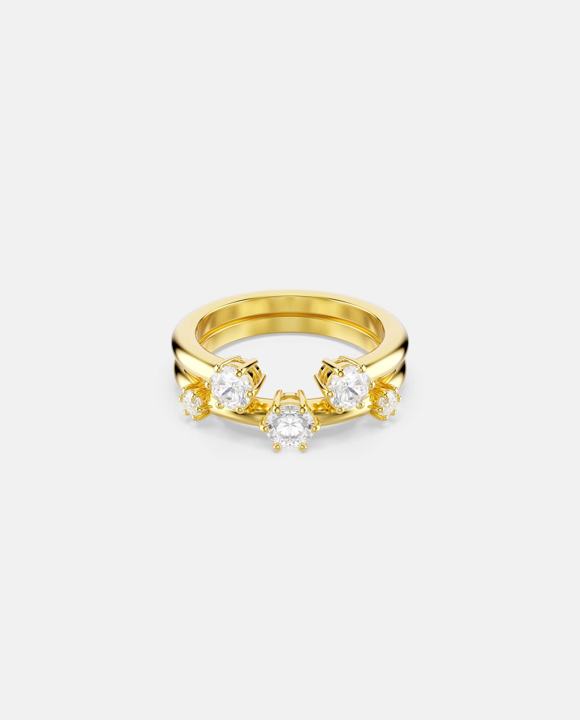 Imagen 0 de Conjunto de dos anillos constella bañados en tono oro Blanco
