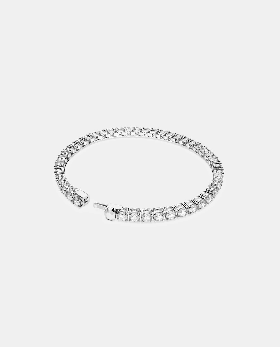 Pulsera Matrix Tennis con piedras redondas bañada en rodio Blanco-5