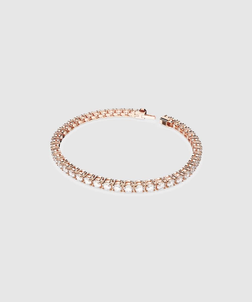 Pulsera matrix tennis con piedras redondas en tono rosa - Blanco Blanco-3