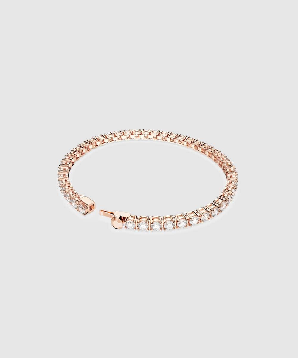Pulsera matrix tennis con piedras redondas en tono rosa - Blanco Blanco-5