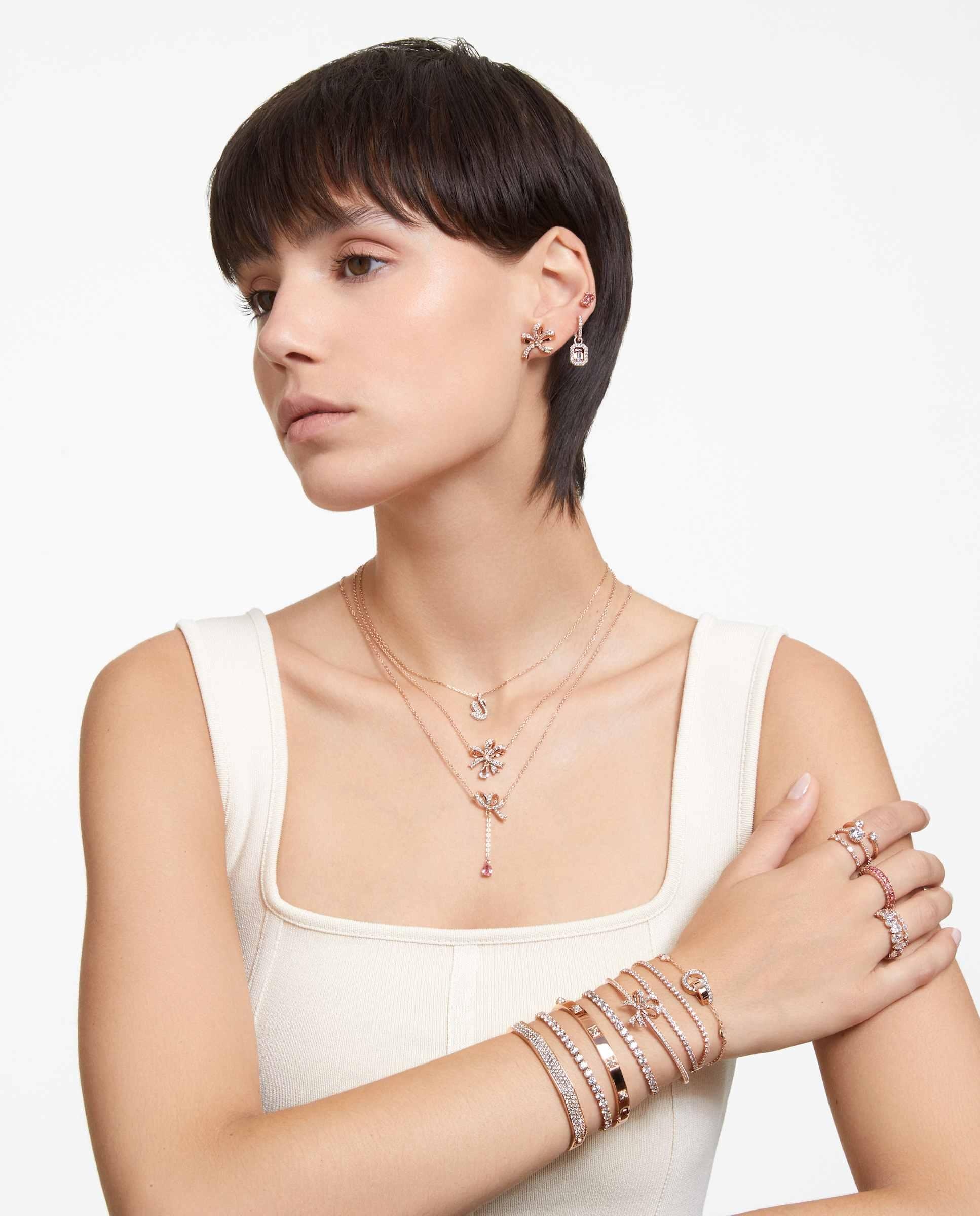 Anillo matrix con cristales en tono - Rosa Rosa-8