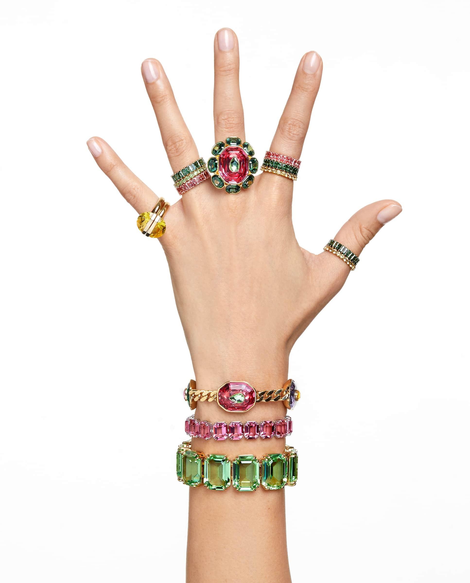 Anillo matrix con cristales en tono - Rosa Rosa-9