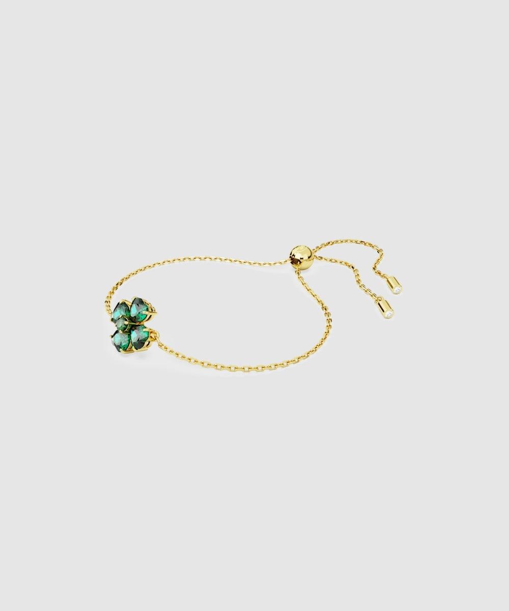 Imagen 2 de Pulsera idyllia con motivo trébol bañada en tono oro - Verde Verde