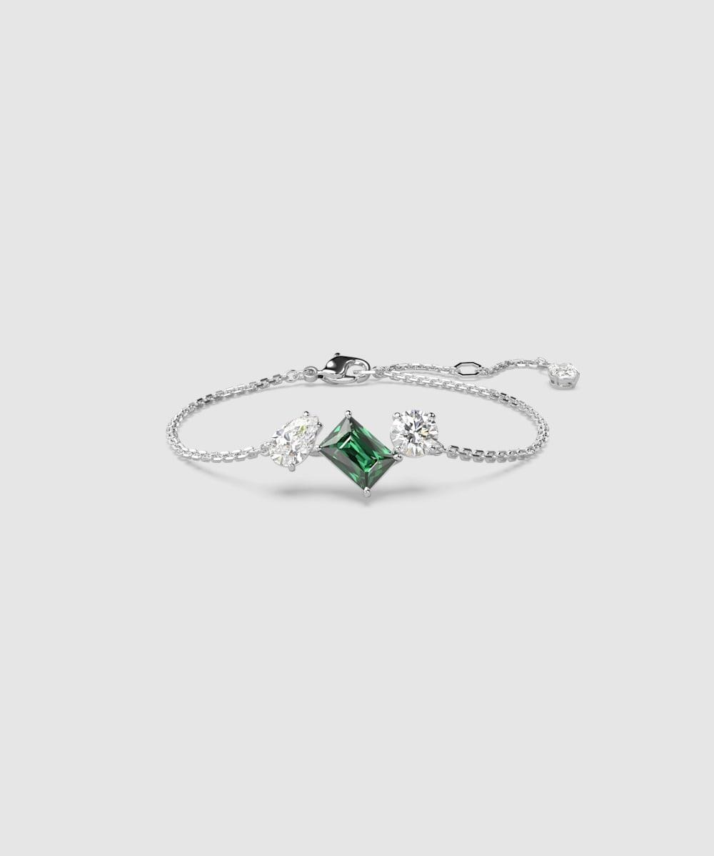 Pulsera mesmera con piedra cuadrada verde