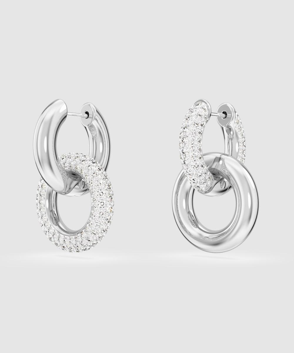 Pendientes de aro dextera bañados en rodio - Blanco Blanco-3