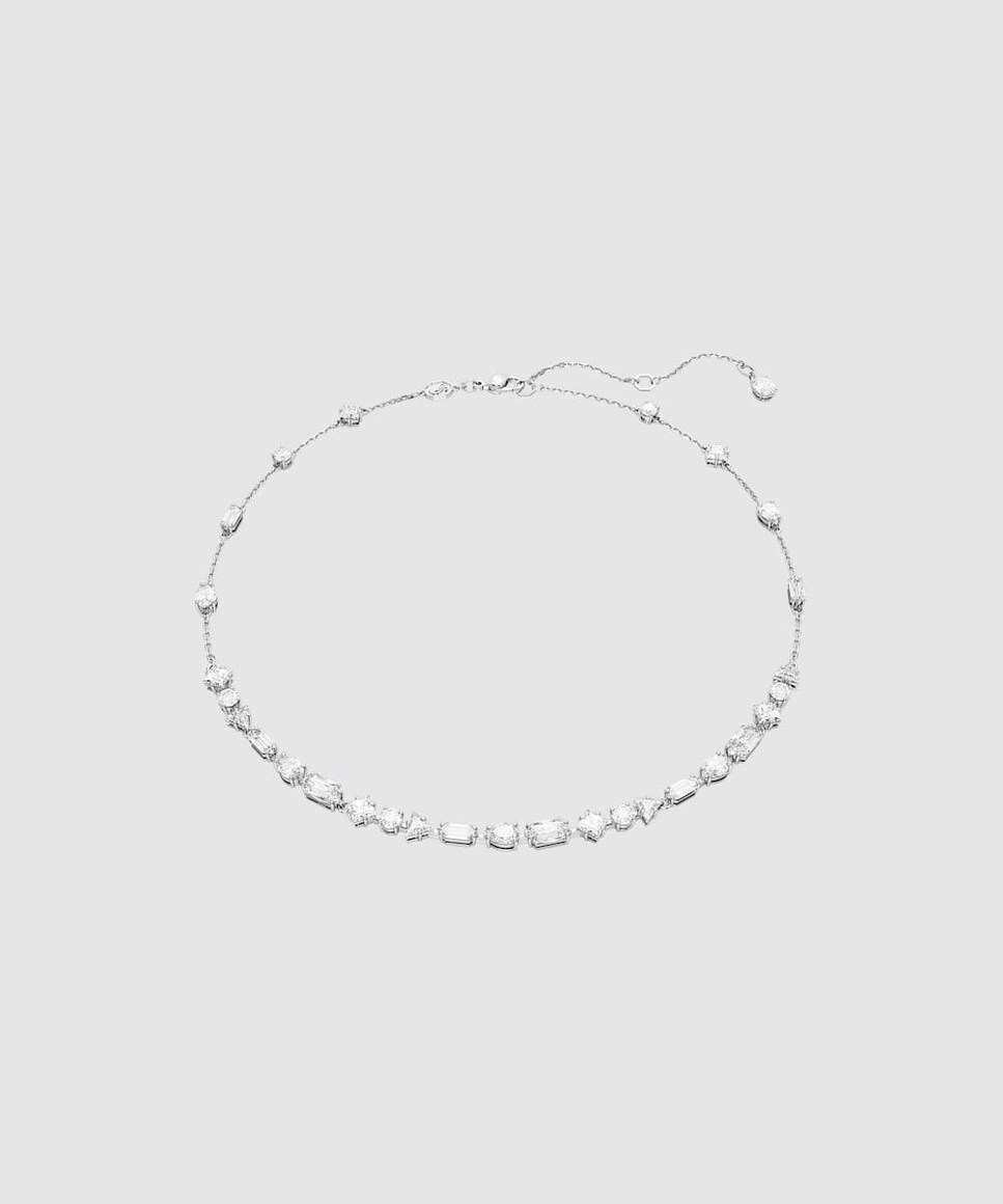 Collar Mesmera bañado en rodio con piedras Blanco-1