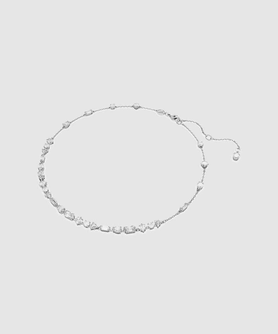 Collar Mesmera bañado en rodio con piedras Blanco-2